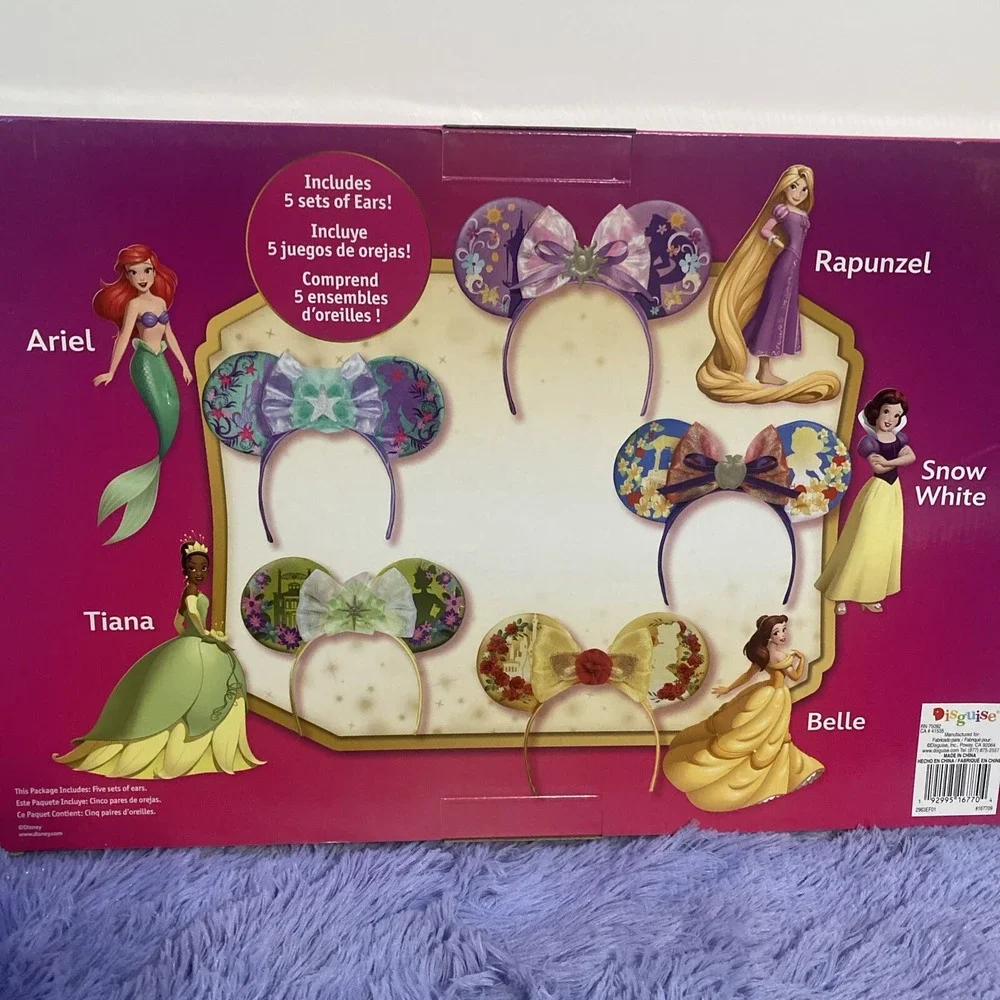 Disney Princess 5 Piece Ear Kit Headbands Ariel Tiana Rapunzel Snow White Belle